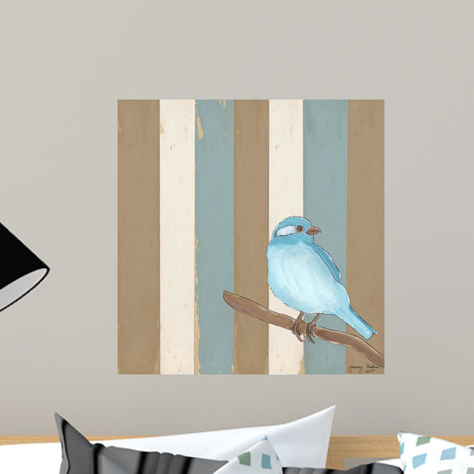 Teal Bird with Stripes Wall Decal