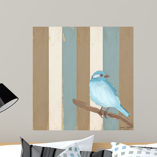 Teal Bird with Stripes Wall Decal
