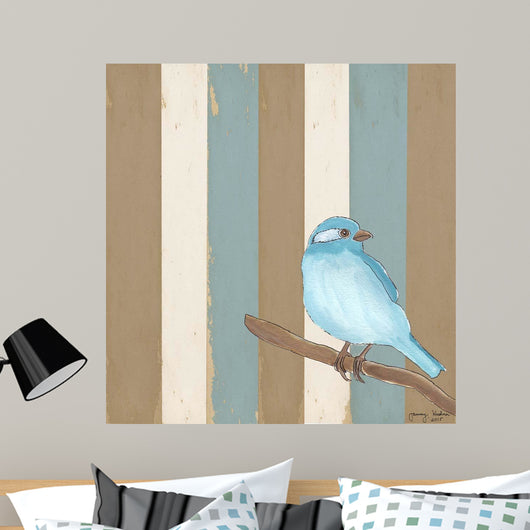 Teal Bird with Stripes Wall Decal