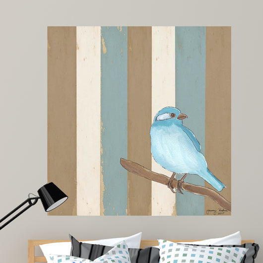 Teal Bird with Stripes Wall Decal