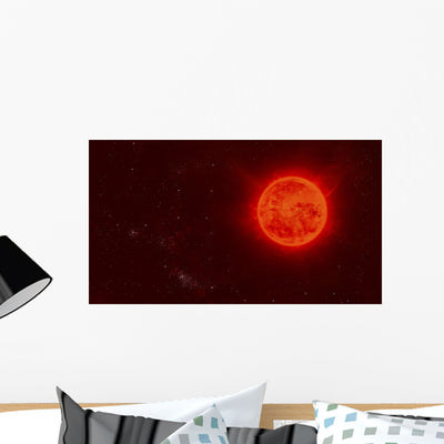 Red Dwarf Sun Floating Wall Decal shown on a wall