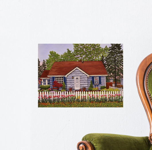 Picket Fence and Tulips Wall Decal