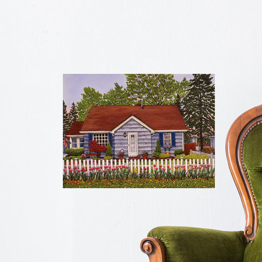 Picket Fence and Tulips Wall Decal