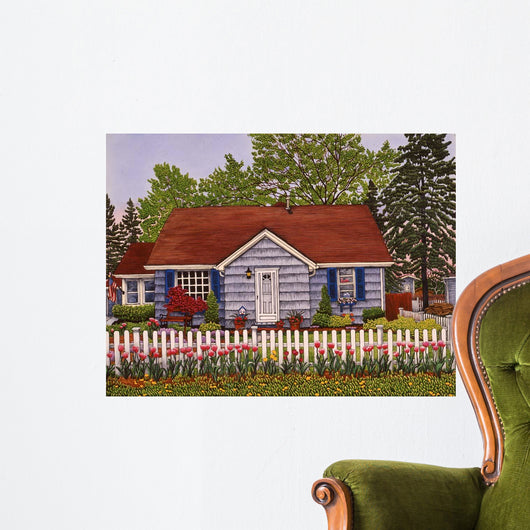 Picket Fence and Tulips Wall Decal