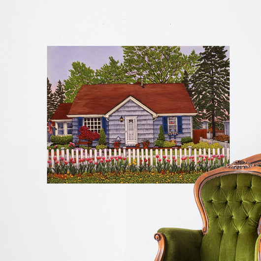 Picket Fence and Tulips Wall Decal