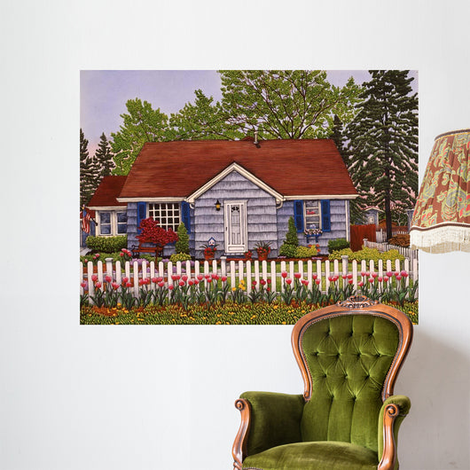 Picket Fence and Tulips Wall Decal