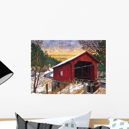 Sunset Old Bridge Vermont Wall Decal