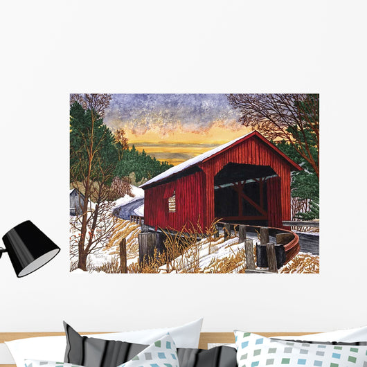 Sunset Old Bridge Vermont Wall Decal