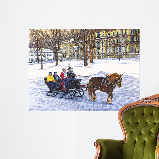 Horse-drawn Bobsled Wall Decal