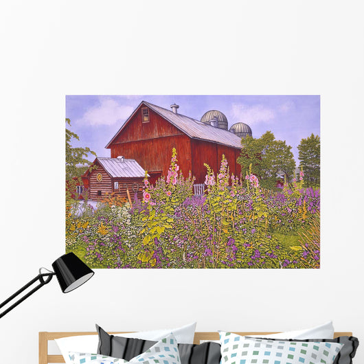 Hollyhock Garden Wall Decal