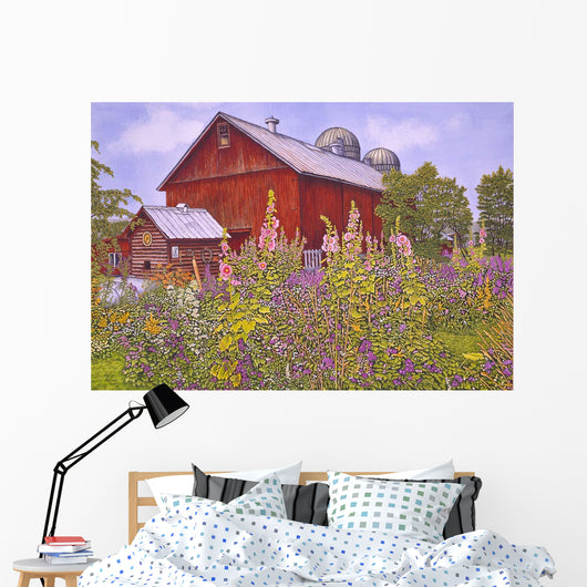 Hollyhock Garden Wall Decal