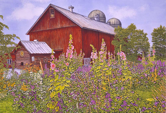 Hollyhock Garden Wall Decal