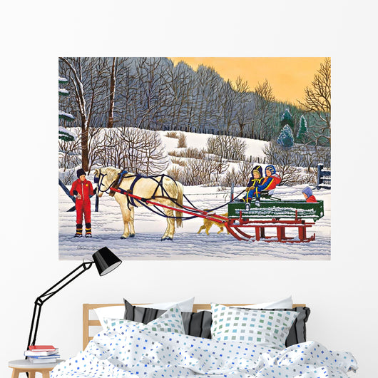 Children Sled Western Ny Wall Decal