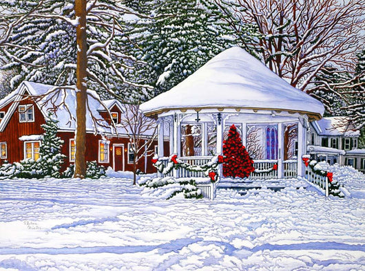 Gazebo Ellicottville Winter Wall Decal