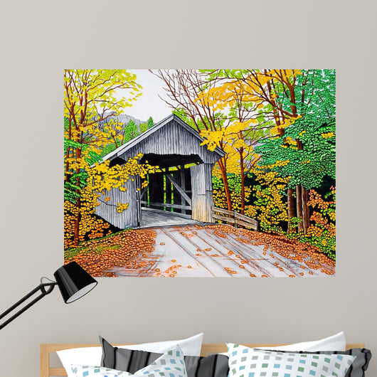 Vermont Bridge Fall Wall Decal