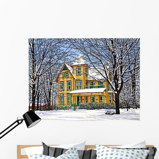 Victorian Home Winter Hamburg Wall Decal