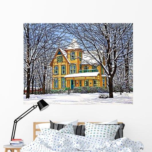 Victorian Home Winter Hamburg Wall Decal