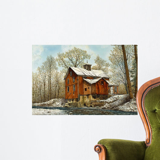 Old Mill Winter Wall Decal