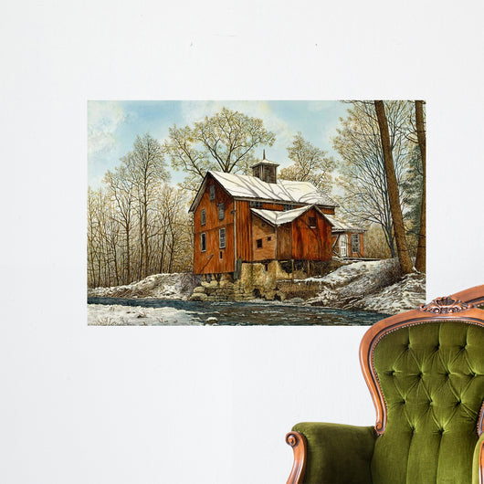 Old Mill Winter Wall Decal