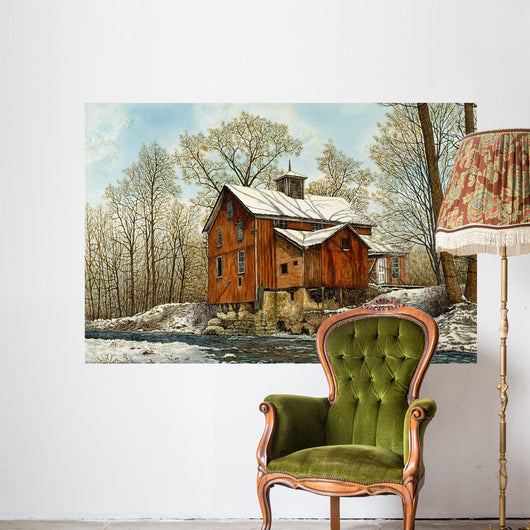 Old Mill Winter Wall Decal
