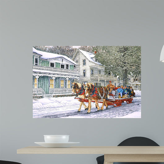 Red Sleigh Wall Decal