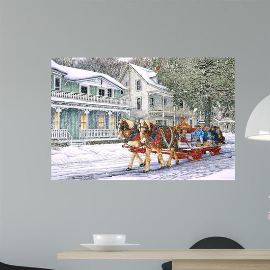 Red Sleigh Wall Decal