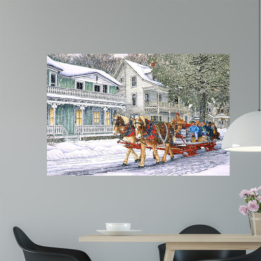Red Sleigh Wall Decal