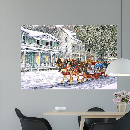 Red Sleigh Wall Decal