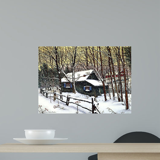 Snow Covered Cabin Wall Decal