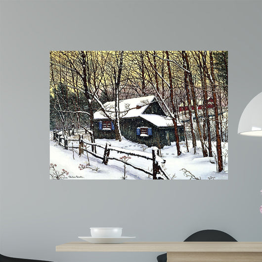 Snow Covered Cabin Wall Decal