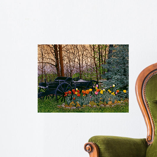 Tulips and Wagon Wheels Wall Decal