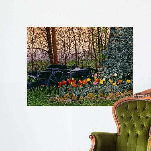 Tulips and Wagon Wheels Wall Decal