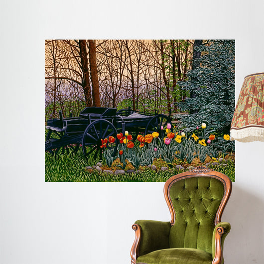 Tulips and Wagon Wheels Wall Decal