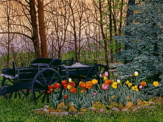 Tulips and Wagon Wheels Wall Decal