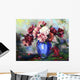 Flowers Blue Vase Wall Decal Design 1