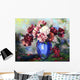 Flowers Blue Vase Wall Decal Design 1