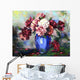 Flowers Blue Vase Wall Decal Design 1
