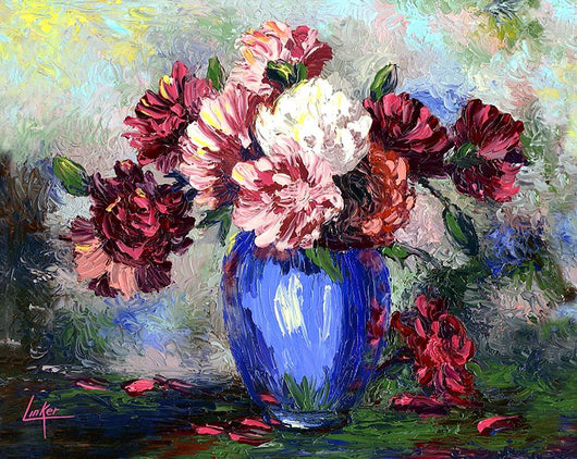 Flowers Blue Vase Wall Decal Design 1