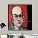 Hunter S Thompson With Cig Black Wall Mural