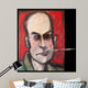 Hunter S Thompson With Cig Black Wall Mural