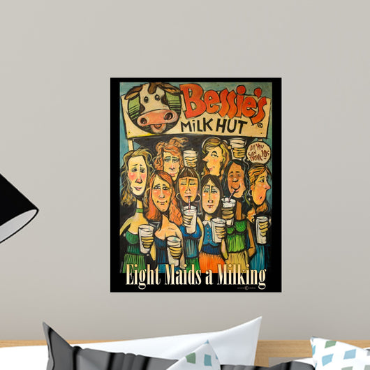 Eight Maids Milking Wall Decal Design 1