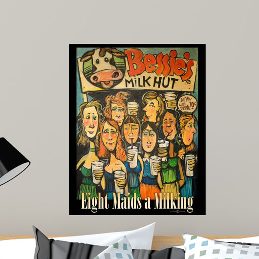 Eight Maids Milking Wall Decal Design 1