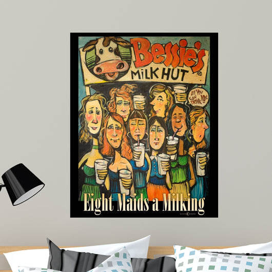 Eight Maids Milking Wall Decal Design 1