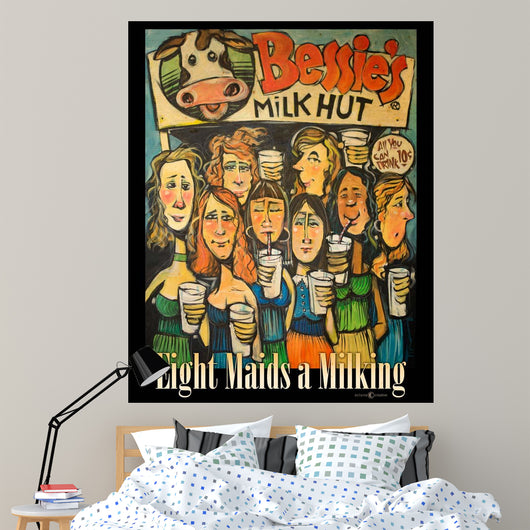 Eight Maids Milking Wall Decal Design 1