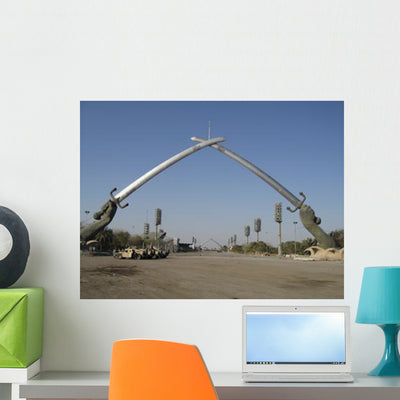 Baghdad Iraq Hands Victory Wall Decal Design 2 shown on a wall