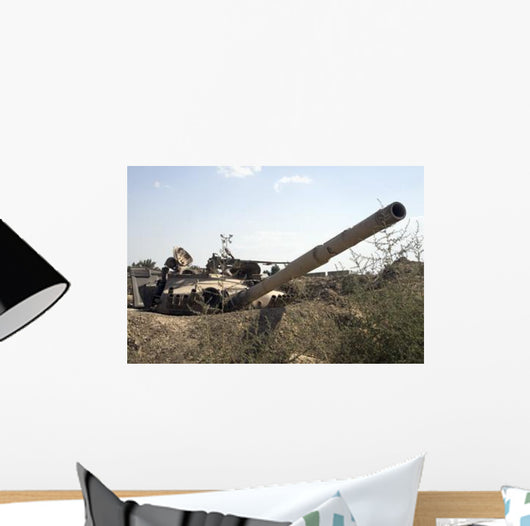 Destroyed Iraqi Tanks near Wall Decal