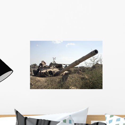 Destroyed Iraqi Tanks near Wall Decal