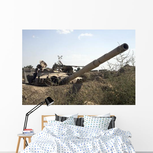 Destroyed Iraqi Tanks near Wall Decal