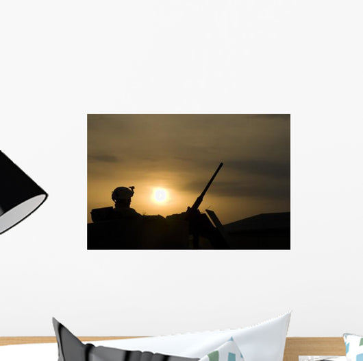 Us Soldier Mans His Wall Decal