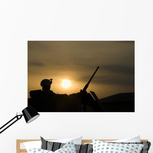 Us Soldier Mans His Wall Decal